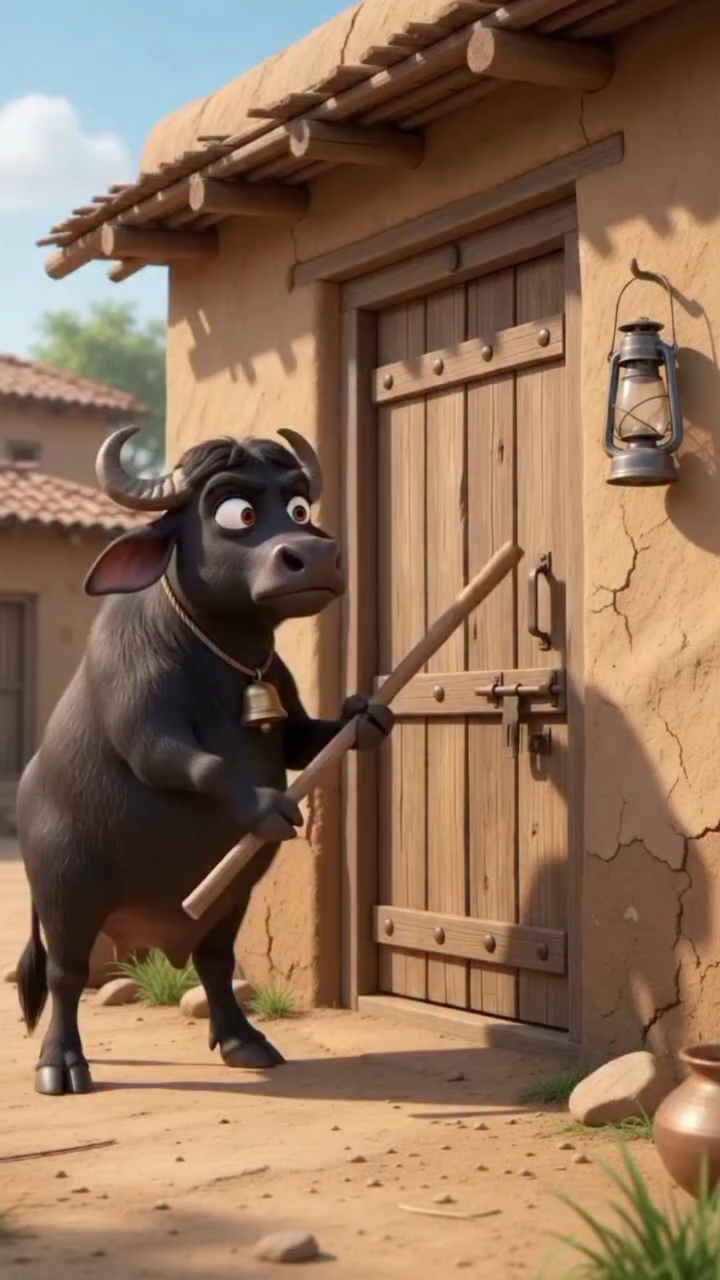 Buffalo ke sar mein danda Laga
