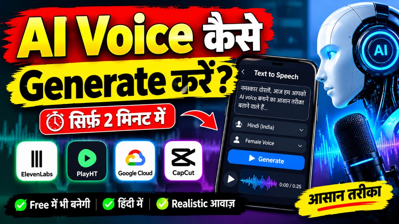 AI Voice कैसे Generate करें? 😱 मोबाइल से फ्री में AI Voice बनाएं | Text to Speech Tutorial 2026