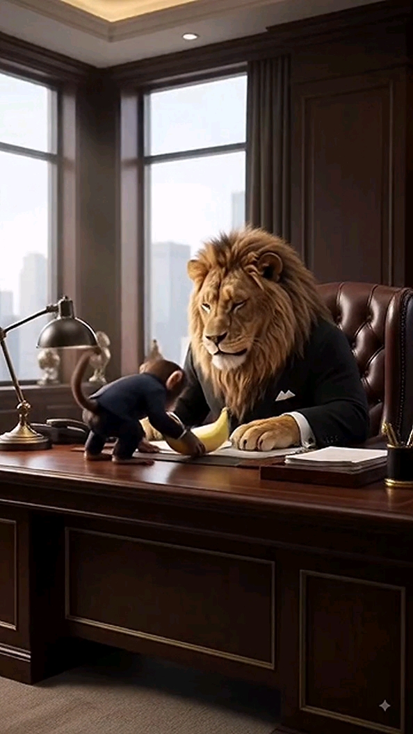 The Monkey Just Fired His Lion Boss! 😂😂#funny videos # animals