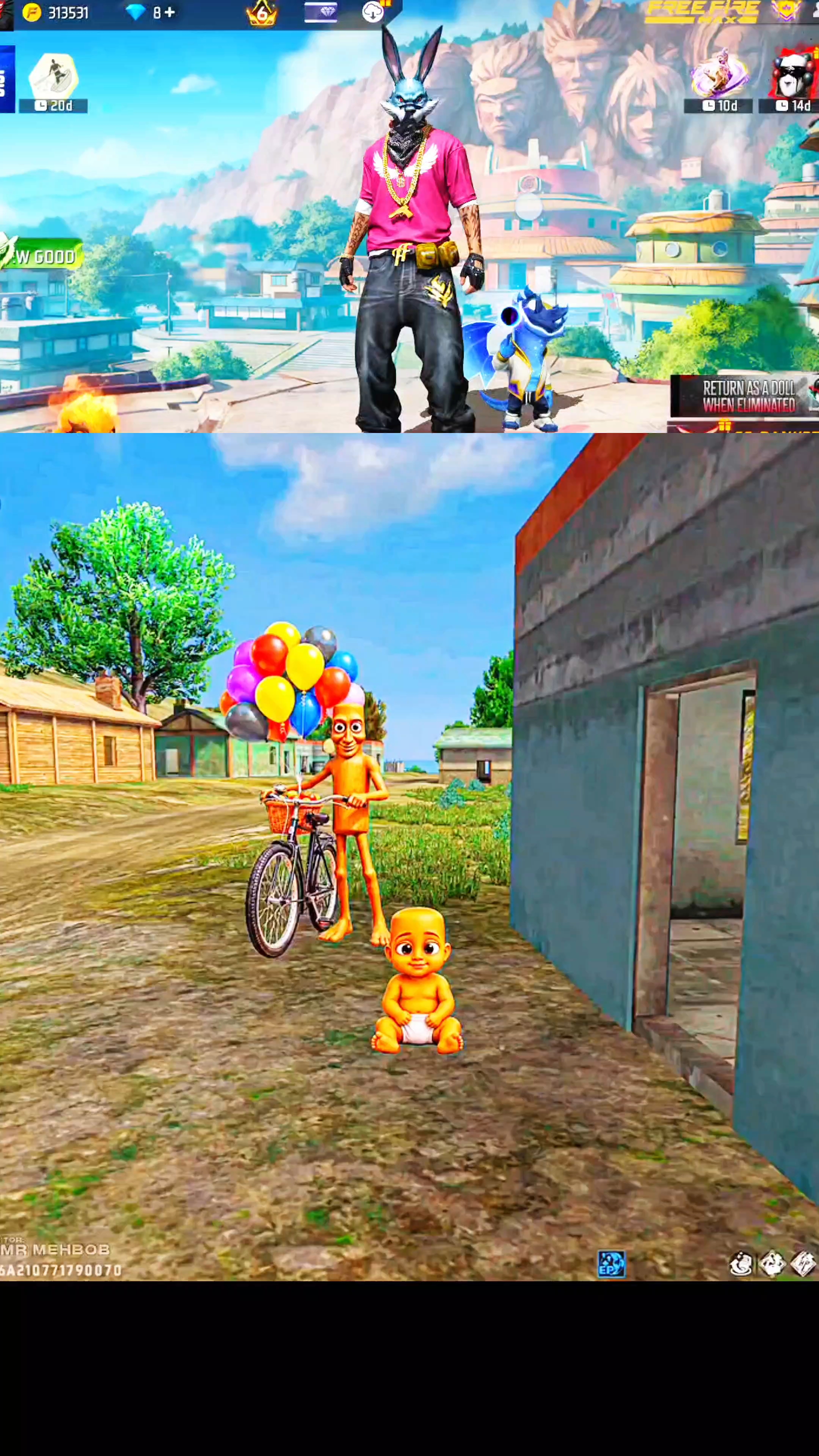 रोते हुए बच्चे को मिला गुब्बारा! 😂 | Funny Free Fire Animation Shorts #freefirememes #funnyvideo