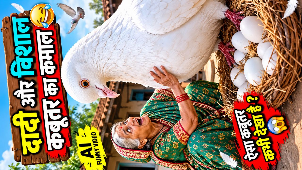 😱 दादी और विशाल कबूतर का कमाल 😂🐦 | AI Funny Video