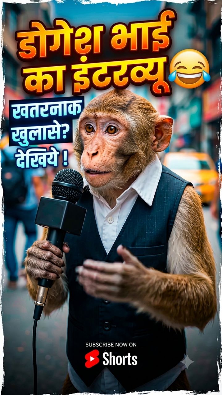 🤣 बंदर ने खोले डोगेश भाई के राज! 😱😂 #short#comedy#interveiw#dogeshbhai#trending