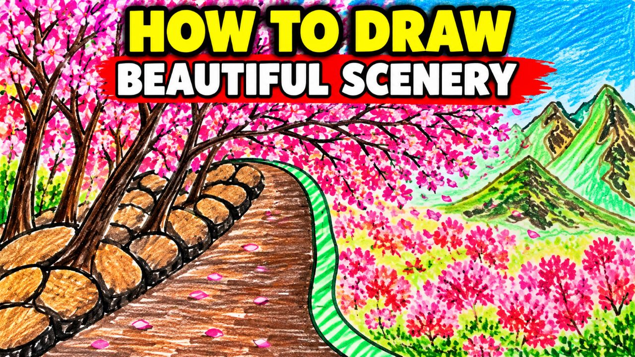 How to draw the senary skhch colour Pencil drows