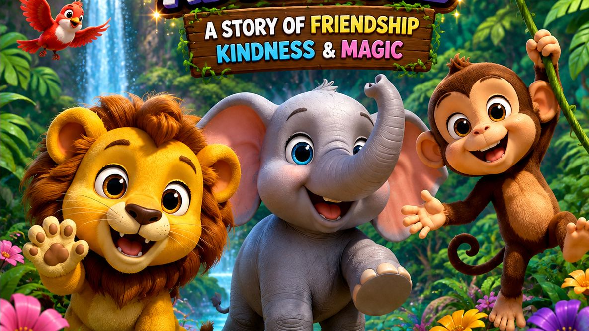 🦁 The Magical Jungle Adventure 🌈 | Kids Cartoon Story | Friendship & Kindness | 3D Animation