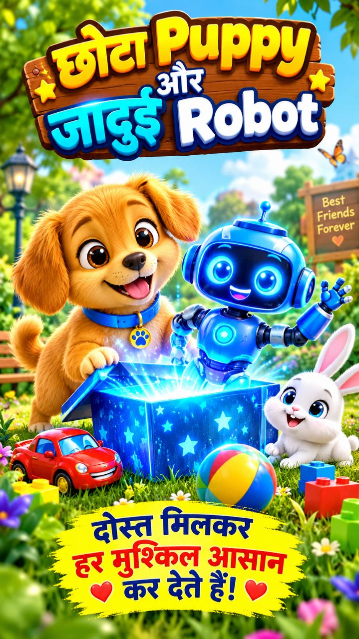 🐶 छोटा Puppy और जादुई Robot 🤖✨ | बच्चों की मजेदार कहानी | Hindi Cartoon #Shorts