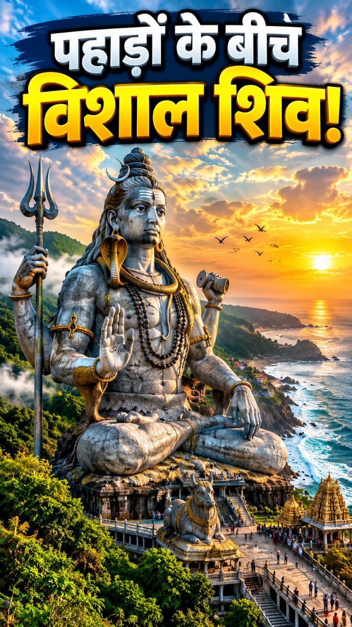 भारत का वो मंदिर जहाँ पहाड़ों के बीच खड़े हैं विशाल भगवान शिव | Murudeshwar Temple