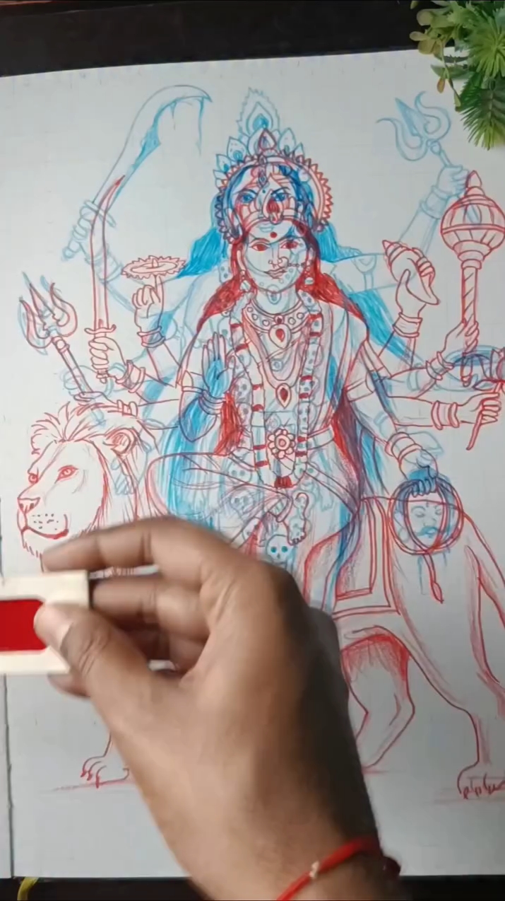 Maa Kali Angry & Goddess Durga ♥️🙏🏻#3dredblueart  #maakaliangry #goddessdurga #viralshorts #art