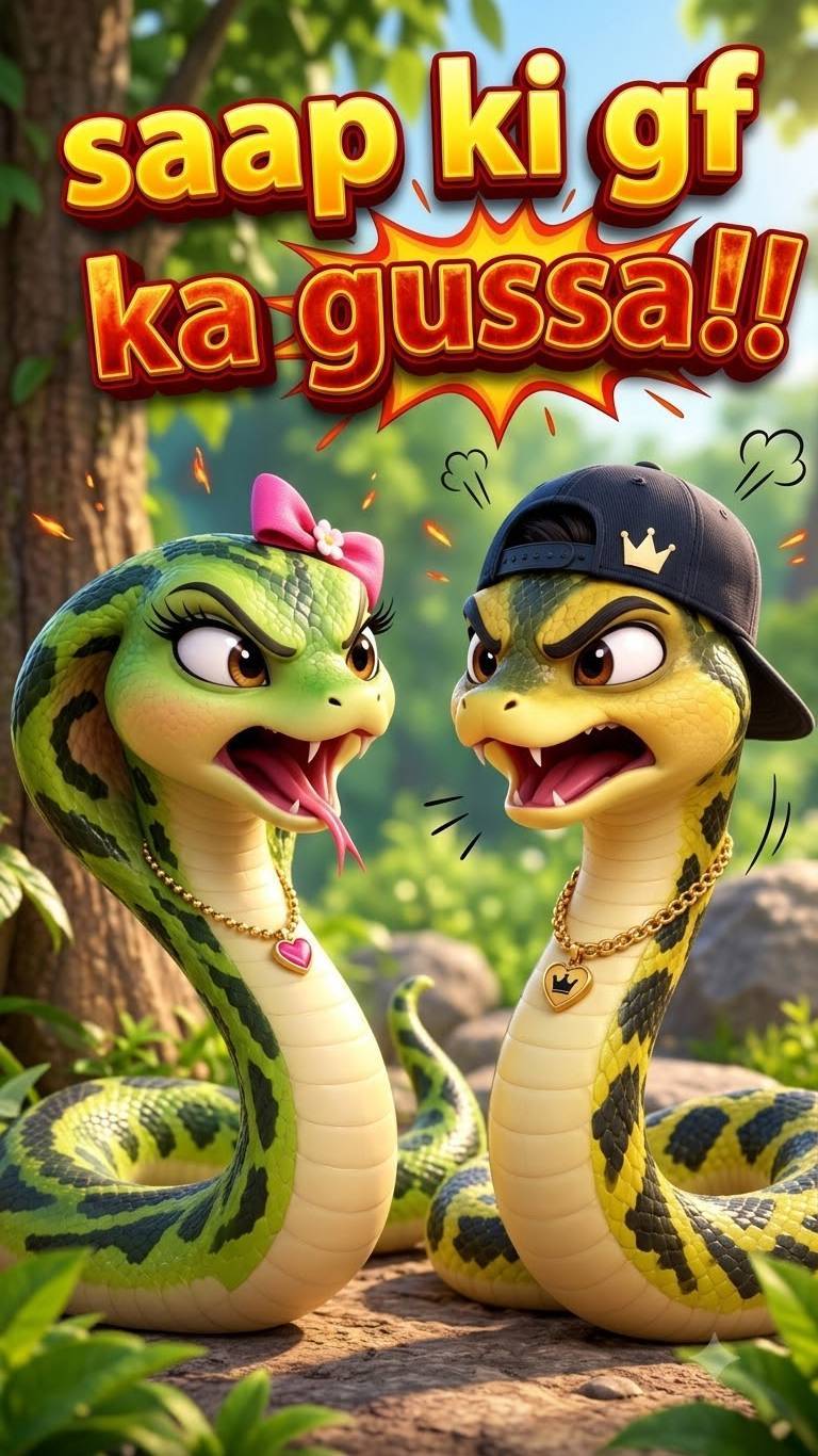 🐍😂 साँप गर्लफ्रेंड का खतरनाक गुस्सा! 😡#SnakeCartoon #FunnySnake #SnakeGirlfriend #FunnyCartoon