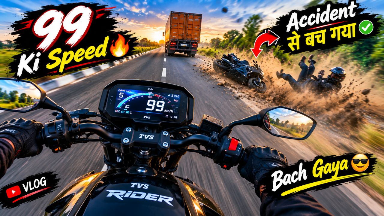 Puri speed mein bike ko chalaya