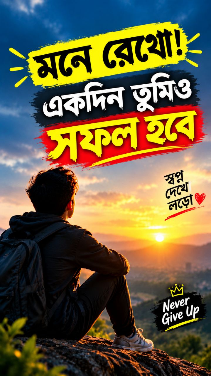 💫 মনে রেখো, জীবনে কখনো হাল ছেড়ে দিও না!