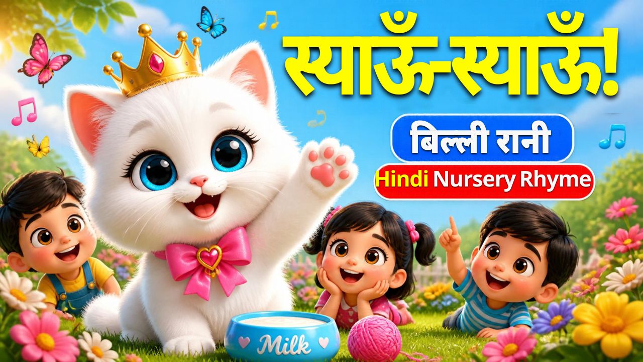 🐱 म्याऊँ-म्याऊँ बिल्ली रानी 😻 | Hindi Nursery Rhyme | Cat Cartoon Song for Kids #Shorts