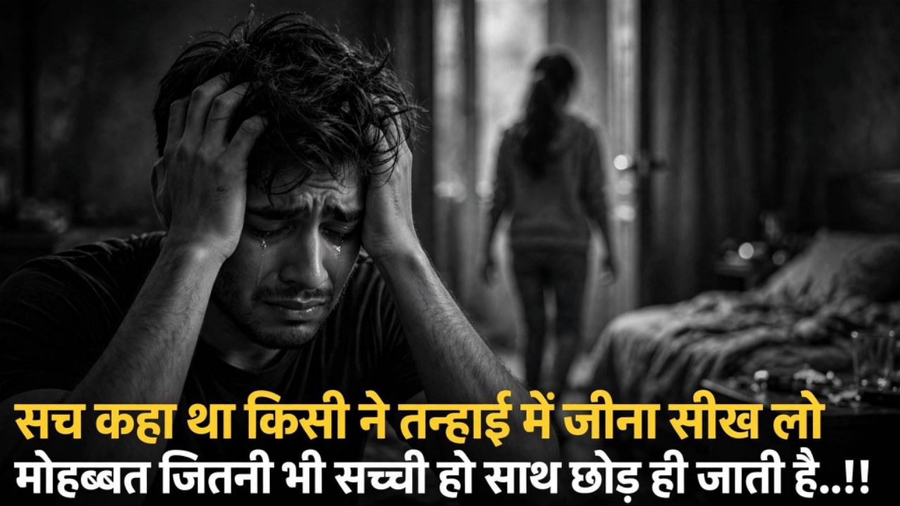 सच कहा था किसी ने
तन्हाई में जीना सीख लो
मोहब्बत जितनी भी सच्ची हो
साथ छोड़ ही जाती है..!! 💔