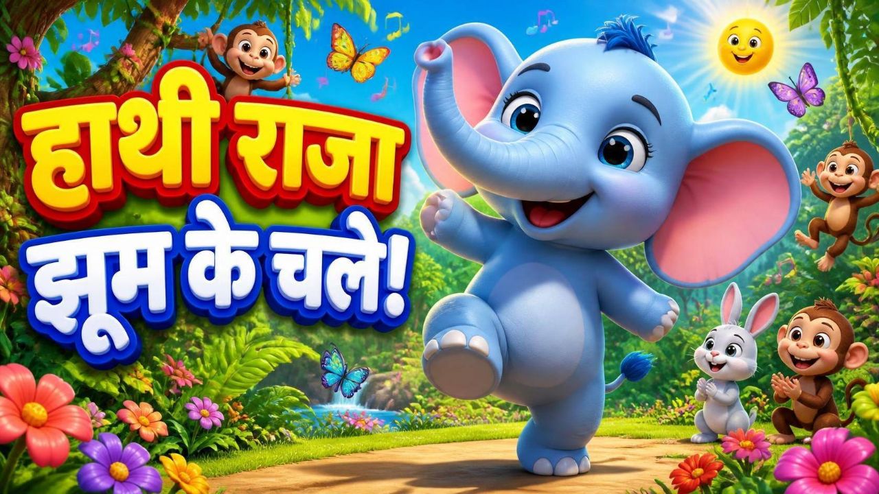 🐘 हाथी राजा झूम के चले! 🎶 | Hindi Nursery Rhyme | Kids Cartoon #Shorts