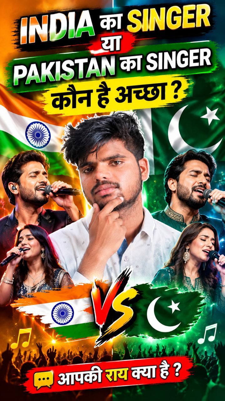 "India vs Pakistan Singing Comparison | कौन बेहतर है? 🇮🇳🇵🇰"  
​"Comment में बताओ कौन अच्छा गाता