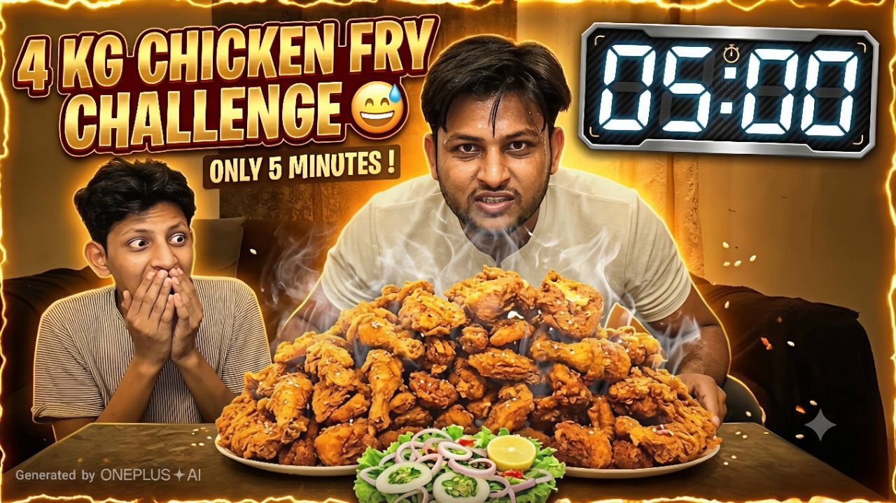 4 Kg Chicken Fry Eating Challenge Gone Wrong 😅😱