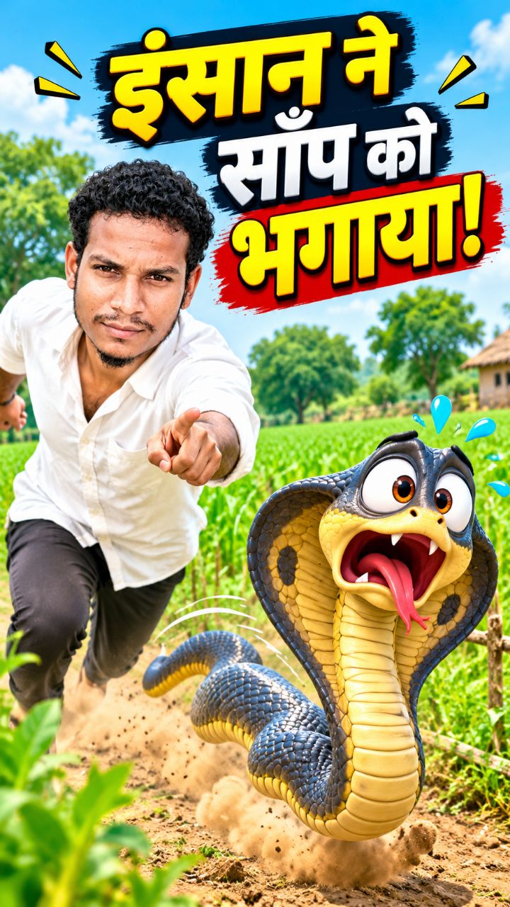 जब साँप इंसान को डराने आया, तो खुद ही डरकर भागने लगा! 😂🐍