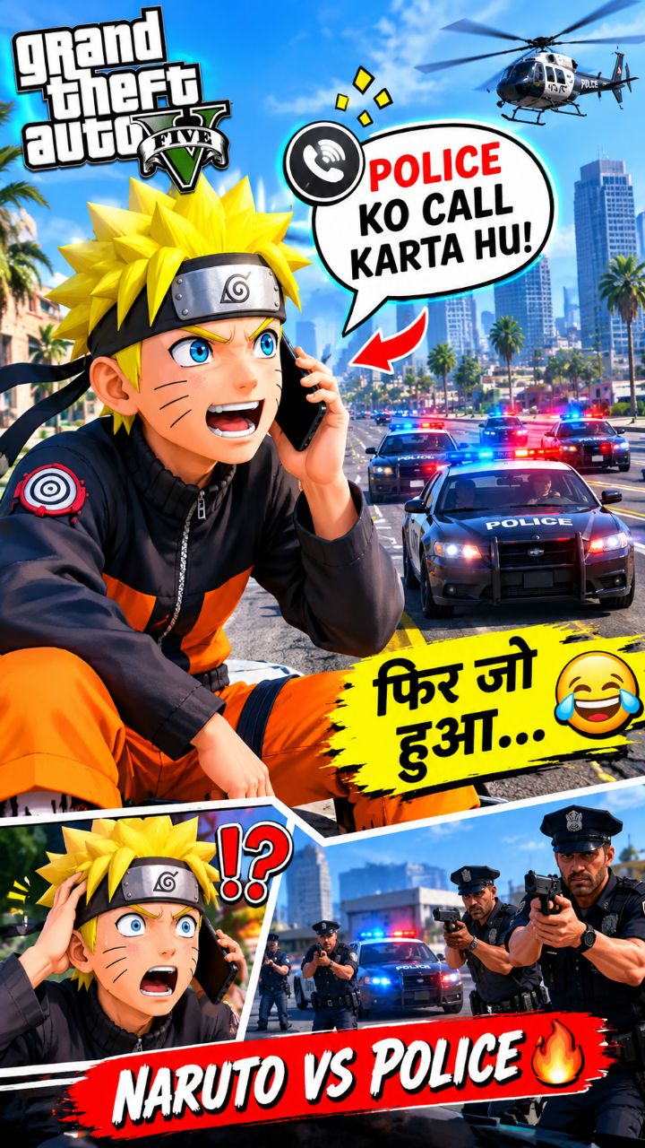 Naruto ने Police को Call किया 😱🚓 फिर जो हुआ... 😂 | GTA 5