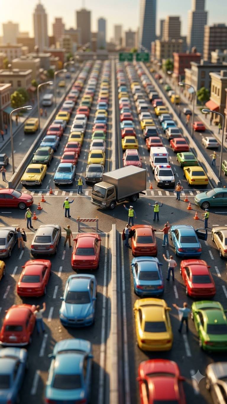 🚗😱 Tiny Traffic Jam… GIANT Hand to the Rescue! 🧲🔥