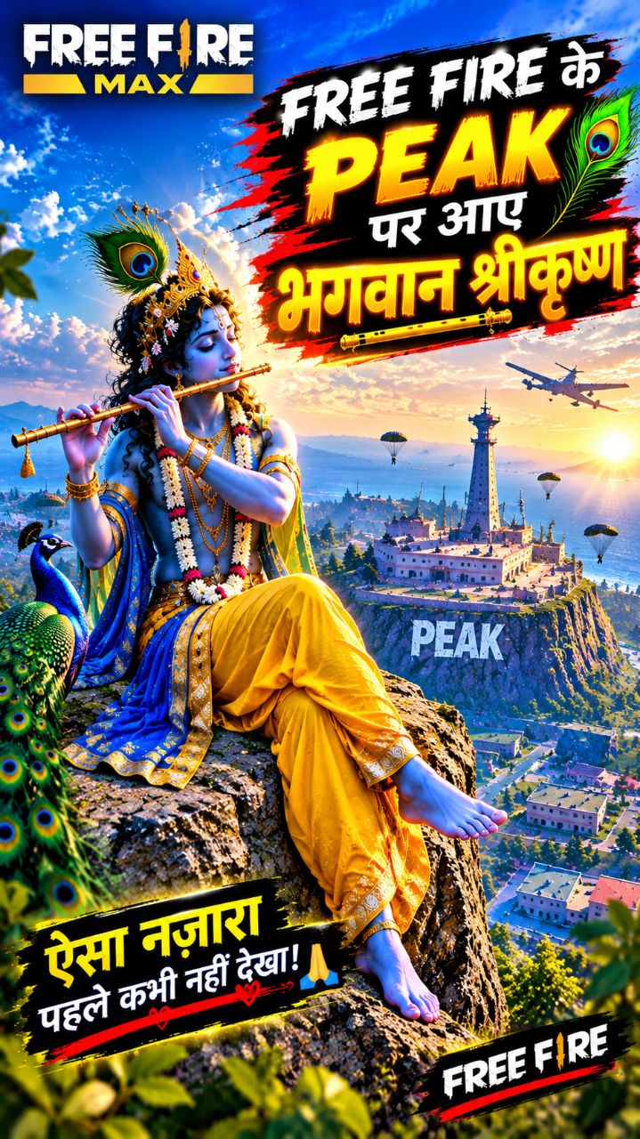 😱 FREE FIRE के PEAK पर आए भगवान श्रीकृष्ण 🦚🎶 | ऐसा नज़ारा पहले कभी नहीं देखा! 🙏❤️ #FreeFire