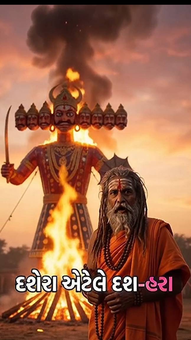 દશેરા એટલે દસ-હરા
બહારના દસ માથા નહીં,
અંદરના દસ માથા
કામ, ક્રોધ, લોભ, મોહ, અહંકાર, ઈર્ષા, આળસ, દ્