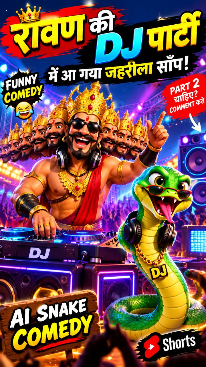 🐍😂 रावण बना DJ और साँप ने मचा दिया बवाल! 🔥 | AI Snake Comedy 
Is video mein dekhiye AI 3D Ravan
