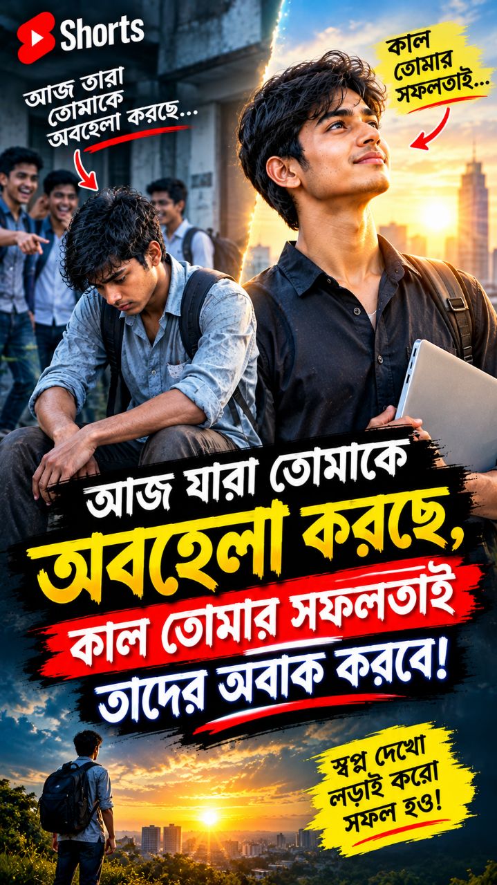 আজ যারা তোমাকে অবহেলা করছে, কাল তোমার সফলতাই তাদের অবাক করবে! 💯