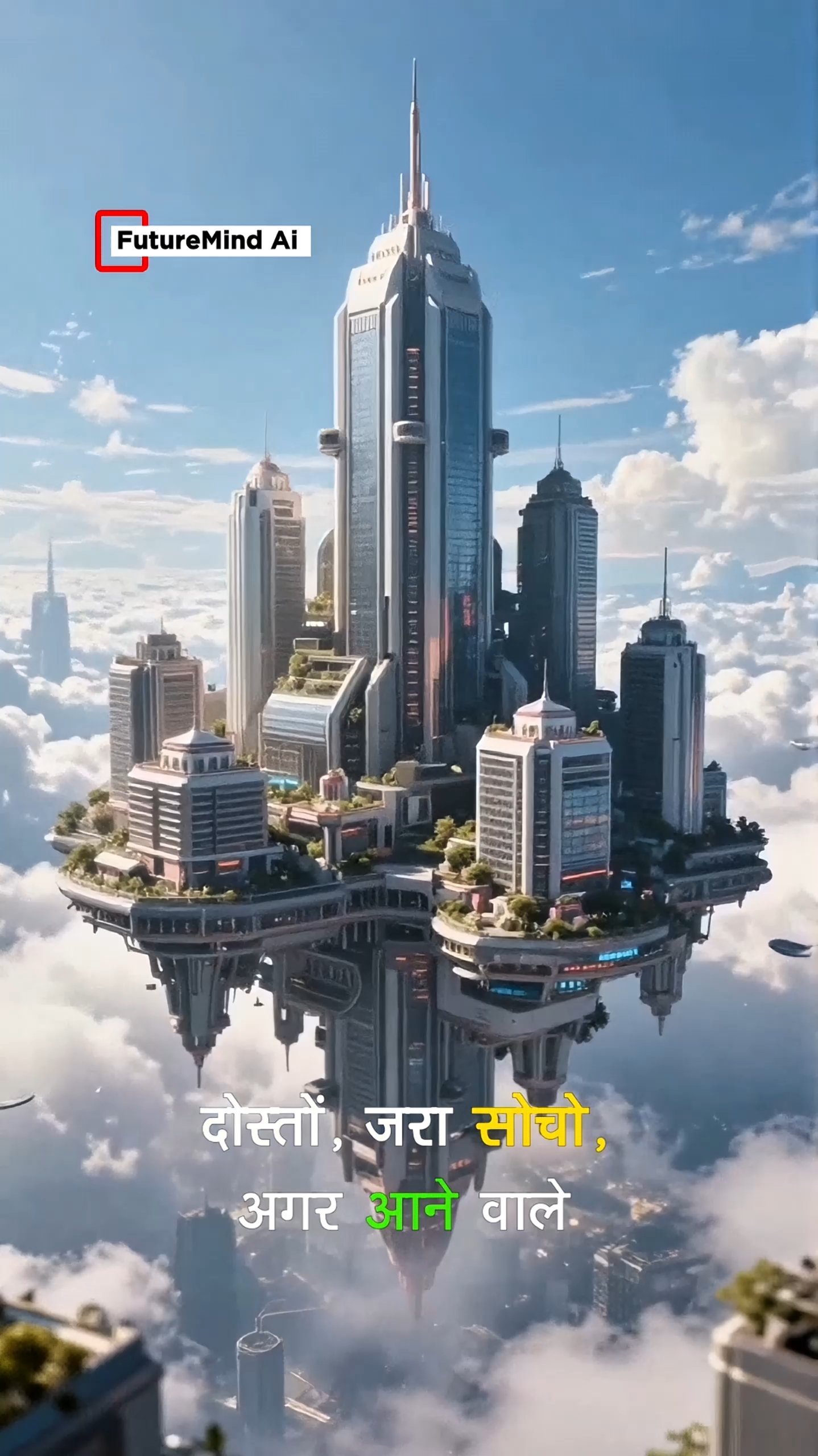 2050 में आसमान में बनेंगे ऐसे घर! 😱🏙️  #short #futureworld #aitechnolegy