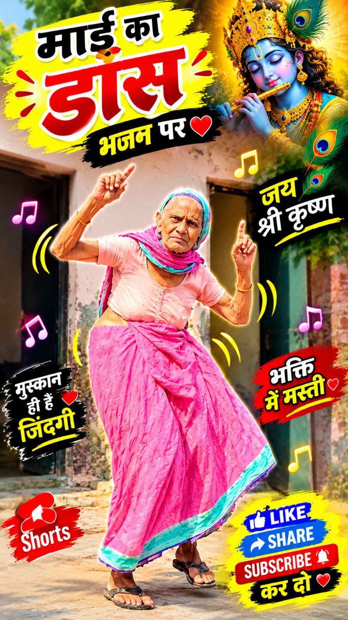 🔥 Title: माजी का भजन पर जबरदस्त डांस 😍🙏 | जय श्री कृष्ण ❤️ #Shorts