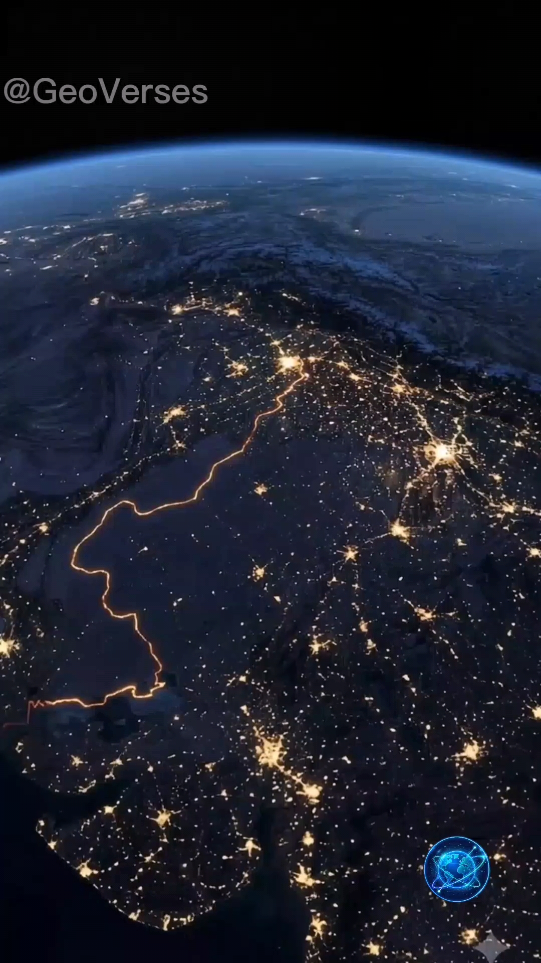 How looks indian border from space.