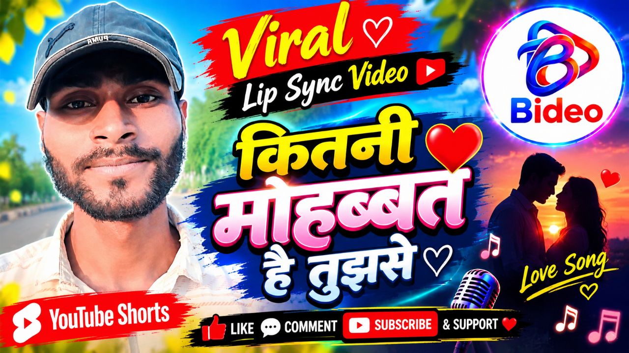कितनी मोहब्बत है तुझसे ❤️🥀 | Romantic Love Song Lip Sync 💕 #Shorts #LypSync #LoveSong #Bideo