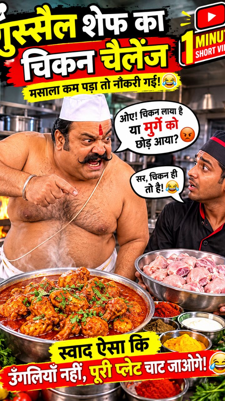 😡 गुस्सैल शेफ का चिकन चैलेंज 😂🍗 | असिस्टेंट ने उड़ा दी शेफ की नींद 🤣 #Shorts