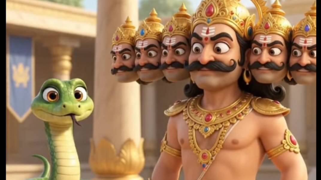 10 Heads, 10 Headaches! Snake roasted Ravan badly! The struggle of having 10 Heads Ravan vs snake