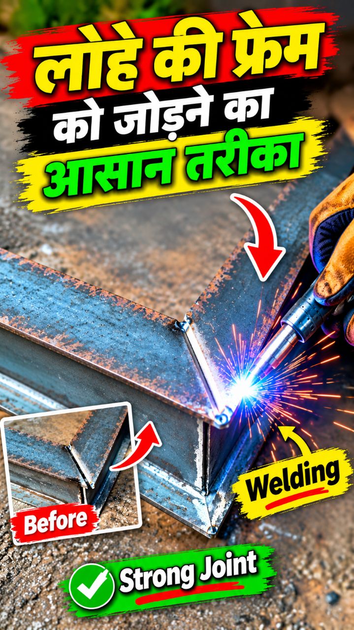 Iron Frame Welding Trick 🔥😱 | लोहे की फ्रेम जोड़ने का आसान तरीका #Shorts