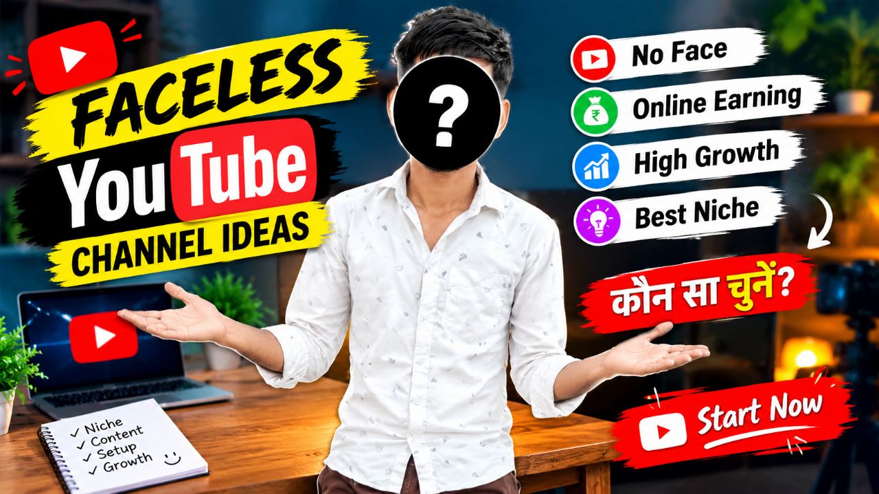 Faceless YouTube Channel Ideas 2026 🔥 बिना चेहरा दिखाए YouTube से कमाई कैसे करें?