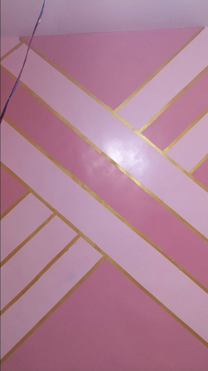• Luxury Wall Painting Idea - Pink with Golden Tape •