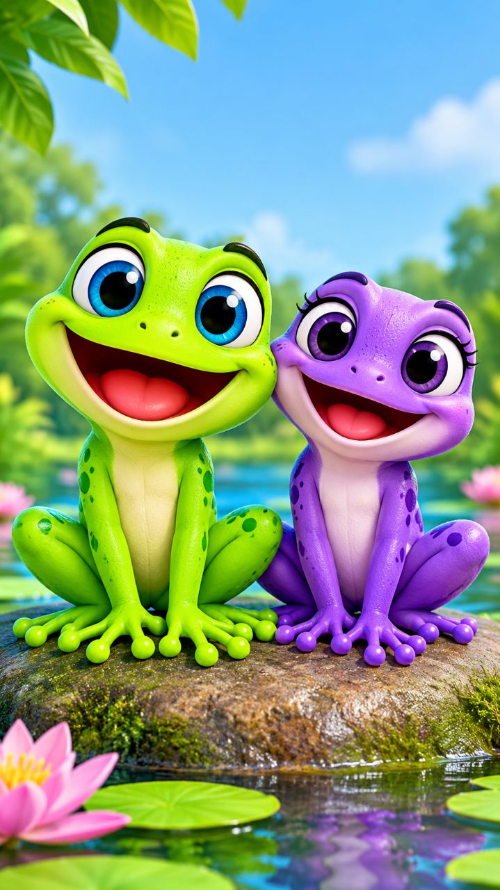 🐸💚 Can you spot ALL the GREEN things with our froggy friends?