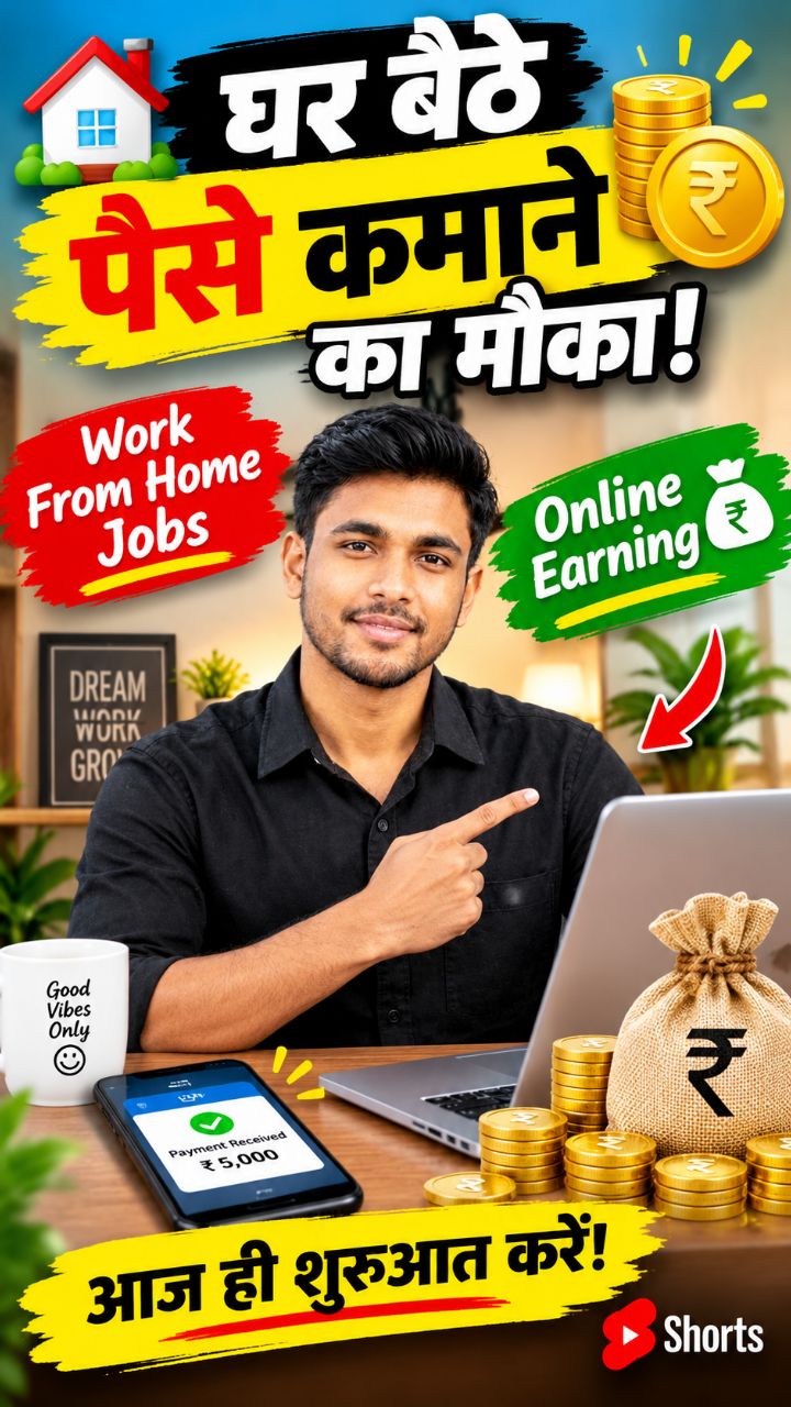 🏠 घर बैठे पैसे कमाने का मौका! 💻 | Work From Home Jobs | Online Earning 💰 #Shorts