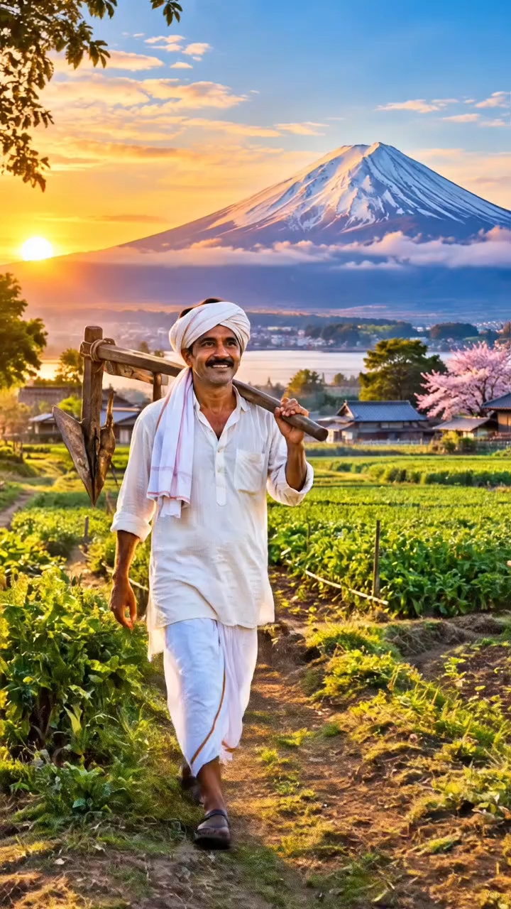 एक किसान की मेहनत और प्रकृति का अद्भुत मेल! 🌱#Farmer #Kisan #HardWork