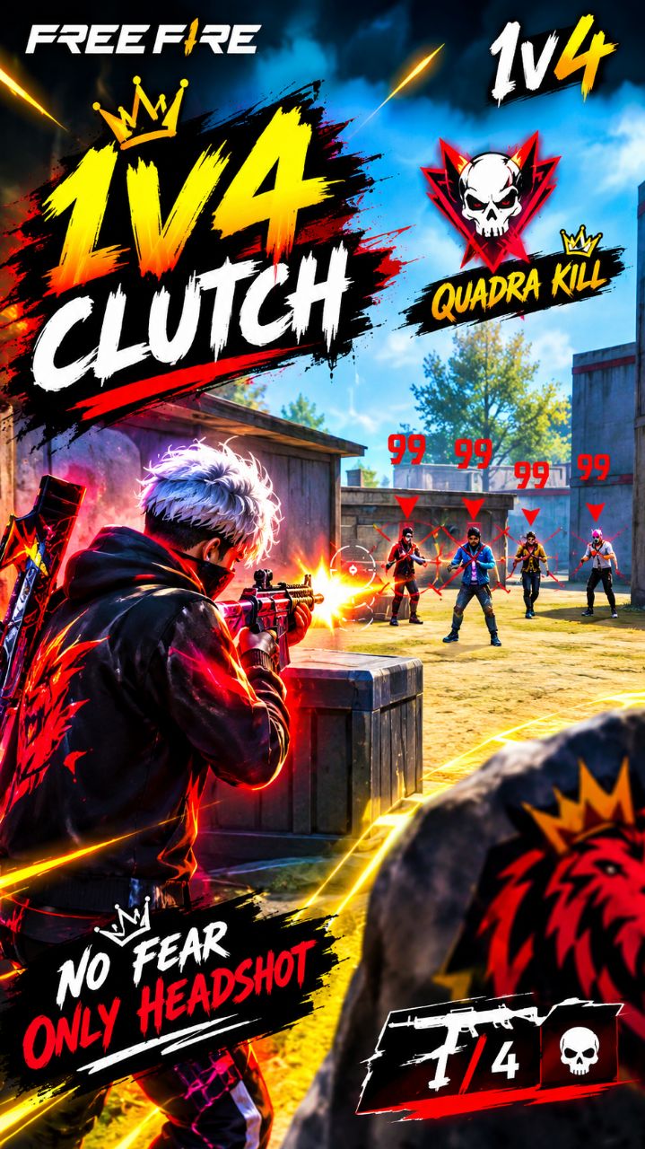 😈 1v4 CLUTCH 🔥 Ekela Hi 4 Ko Thok Diya! 😱 | Free Fire MAX #shorts
