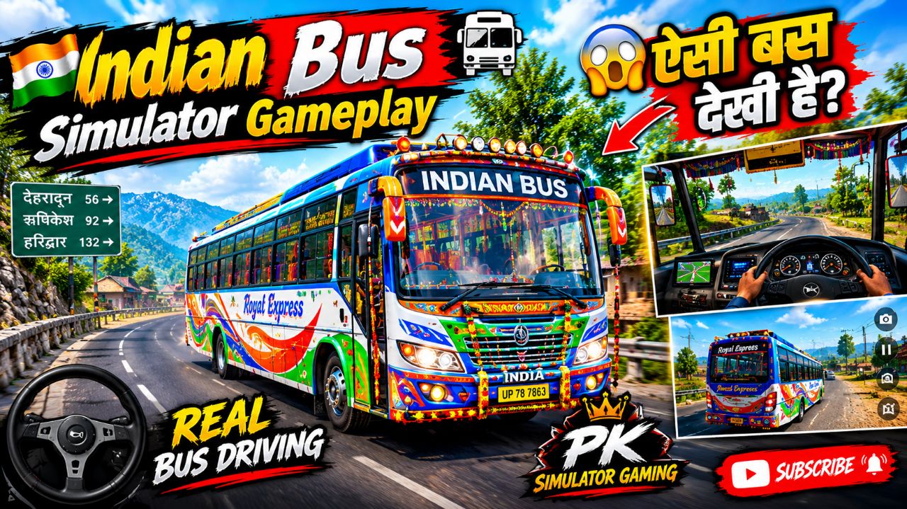 🚌 Indian Bus Simulator Gameplay 😱 | शानदार बस ड्राइविंग | PK Simulator Gaming