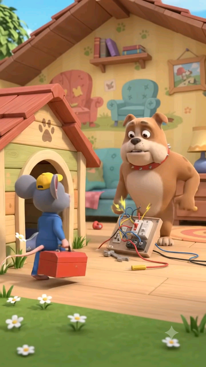 🐭⚡ चूहा इलेक्ट्रिशियन और डरा हुआ कुत्ता#MouseElectrician #FunnyAnimalVideo #ElectricianMouse #Funn