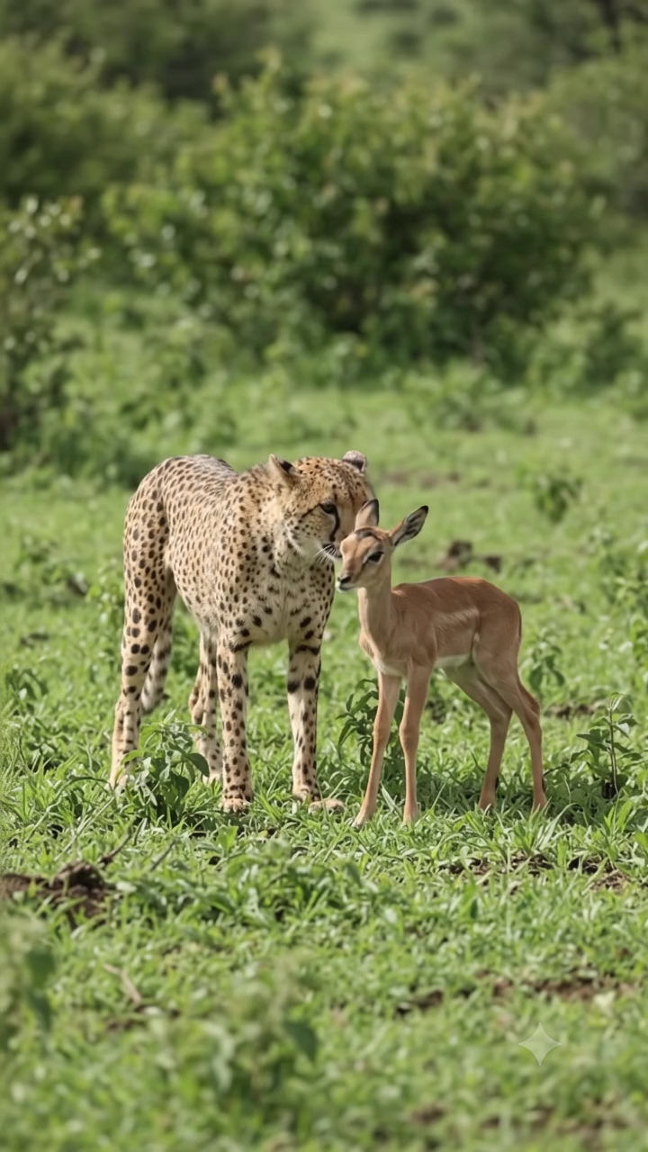 🐆❤️ An Unbelievable Friendship! Cheetah Playing with a Baby Antelope in the Wild 🌿🦌