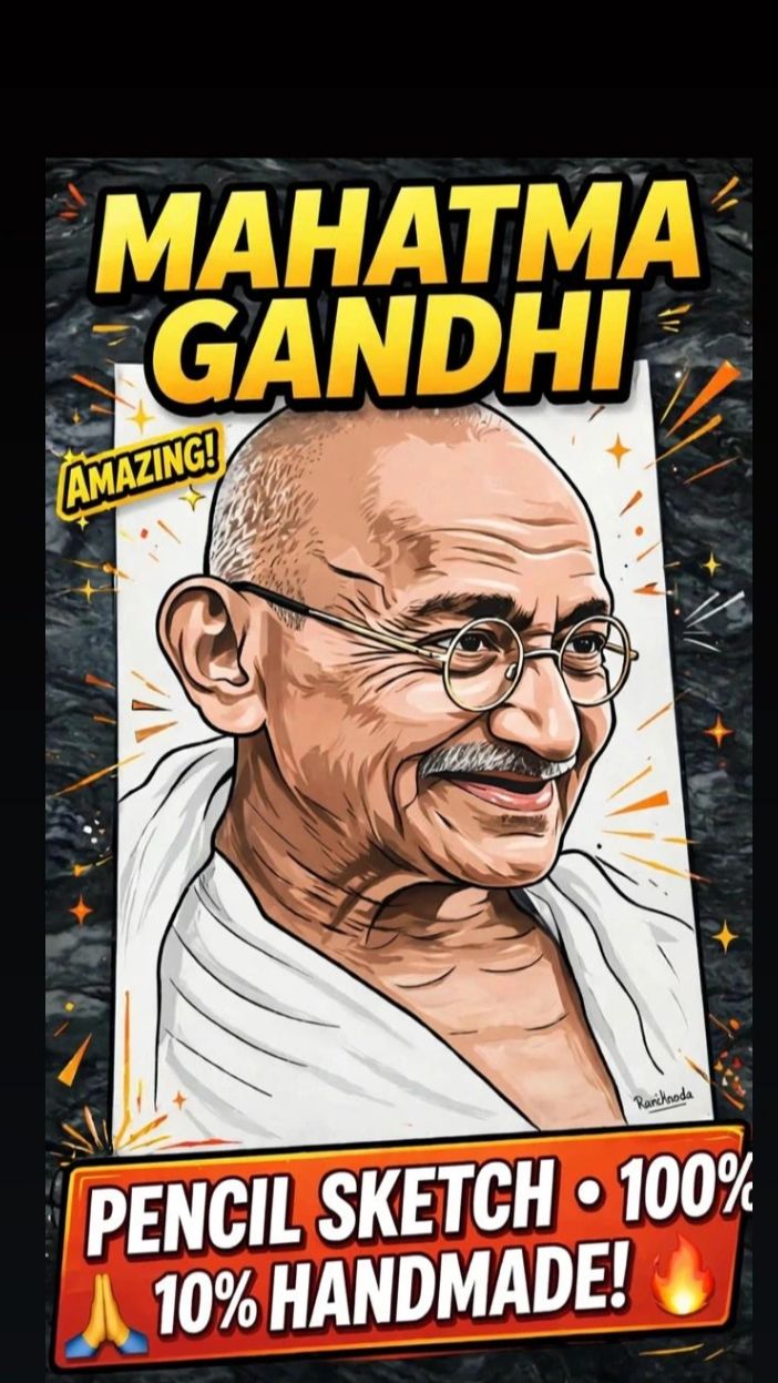 Gandhi ji outline drawing 🇮🇳✍🏻 gandhi drawing step by step easy drawing #art #drawing #viral 😱🔥