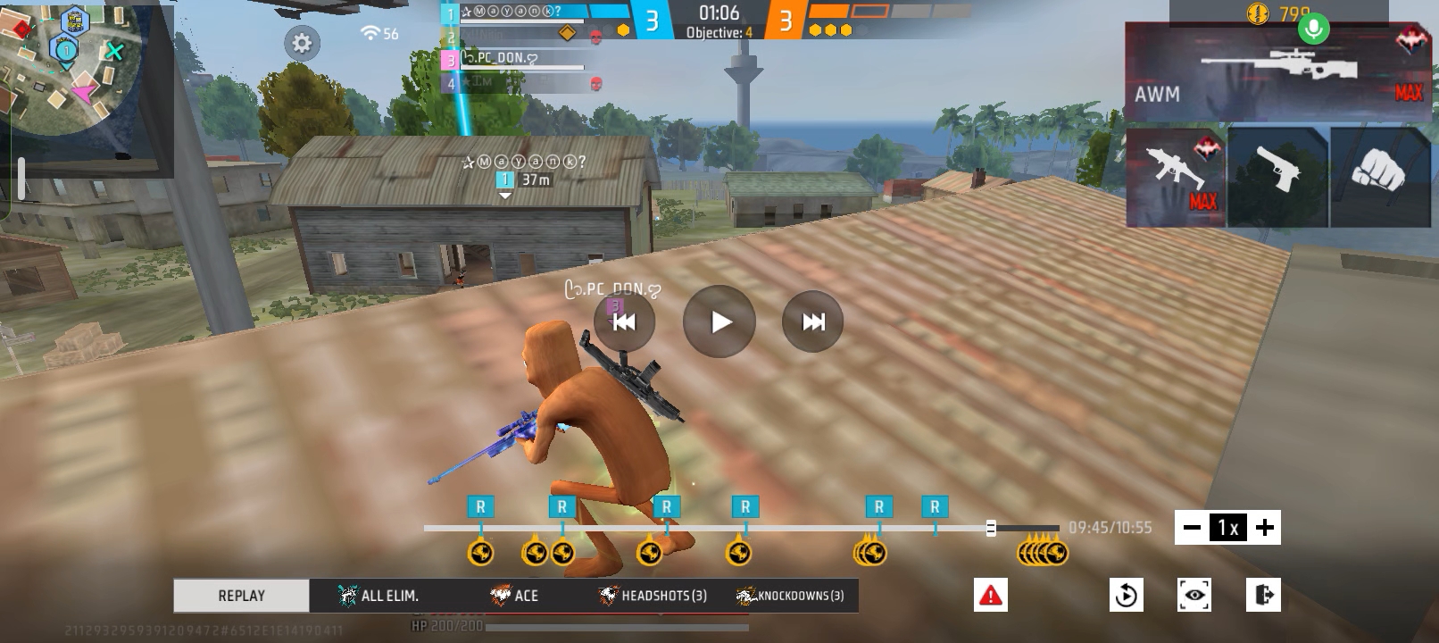 Free fire 1 VS 4 cs rank mast game play #treanding #viral
