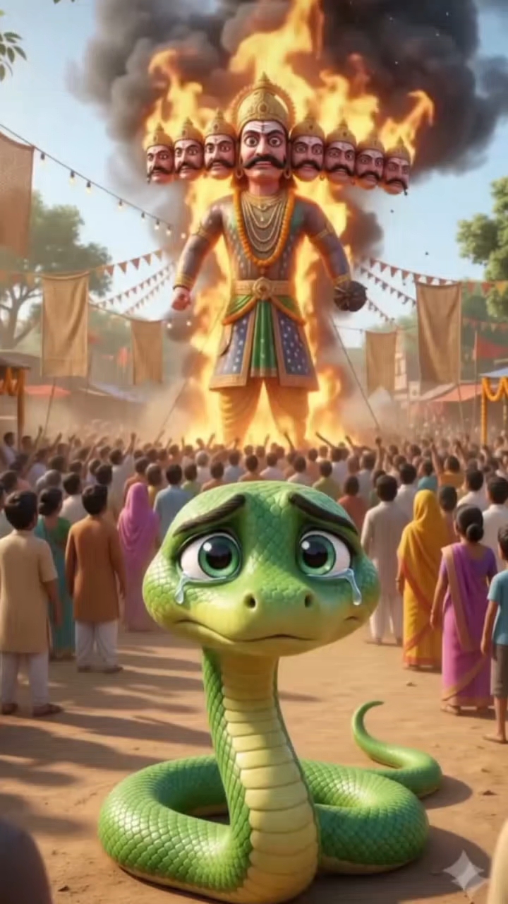 Cute Baby Snake Meets a Giant Fire God 😱🔥 | Amazing AI Animation