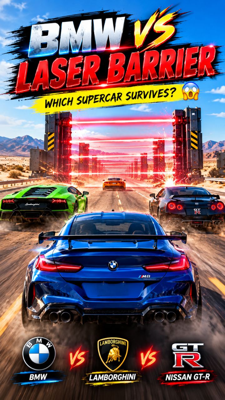 BMW vs LASER BARRIER 💥 Which Supercar Survives? 😱 #Shorts