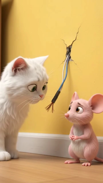 Funny cat and mouse