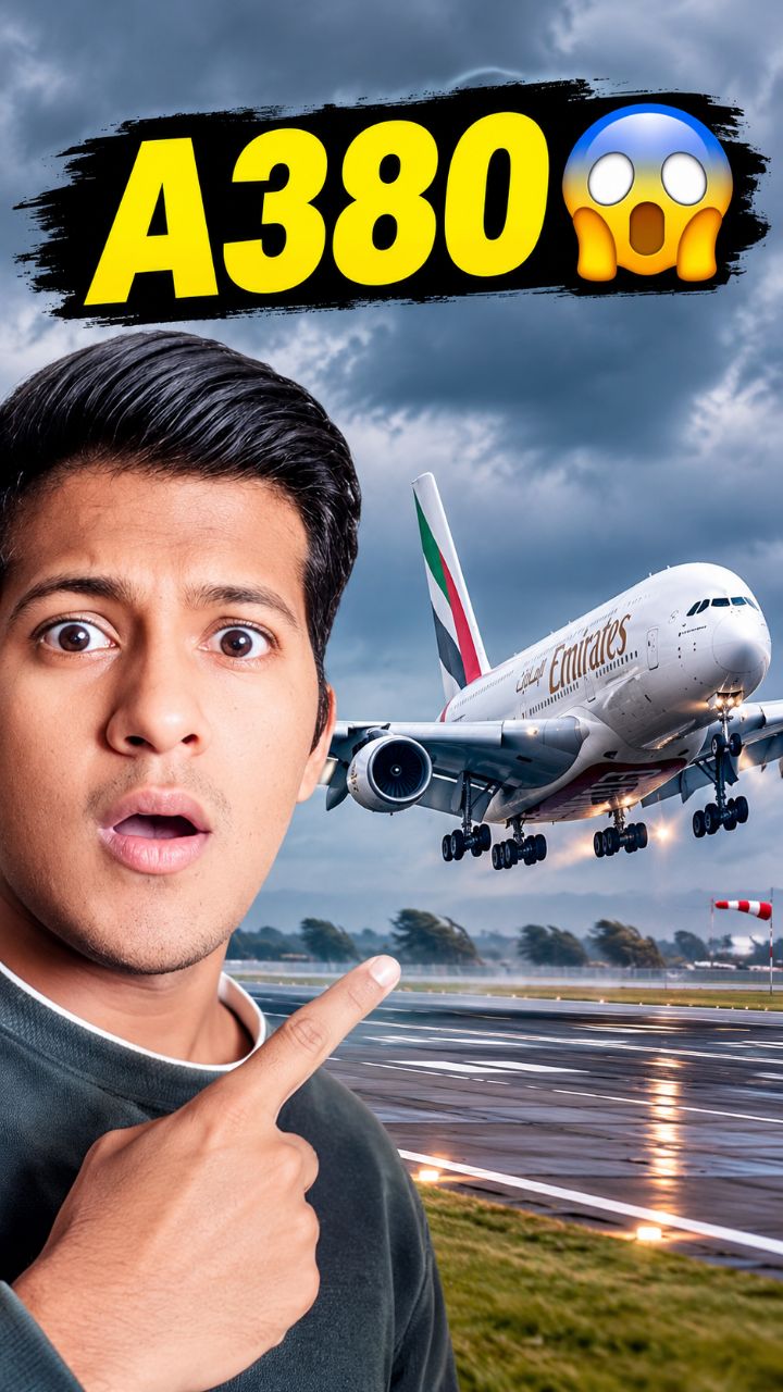 A380 This Close?! Unreal Landing #A380 #Shorts #Aviation #Emirates #PlaneLanding #shortsfeed #viral