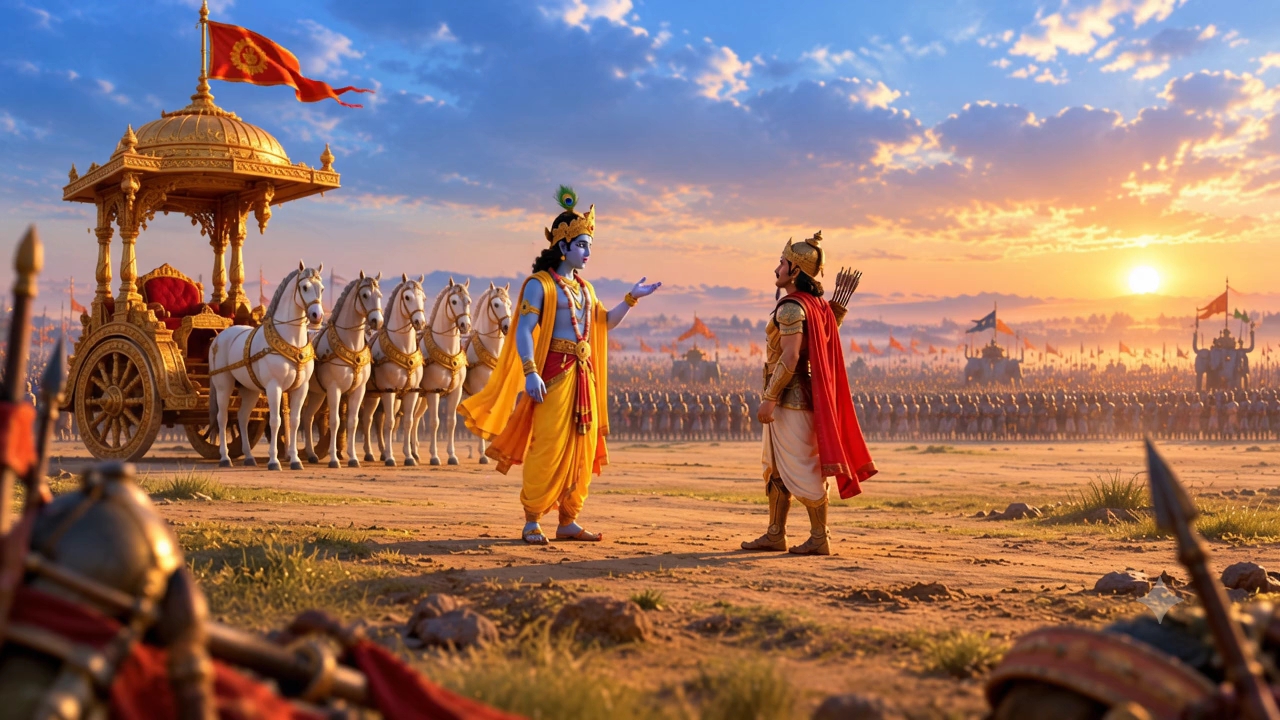 Krishna and Arjuna Gita geyan