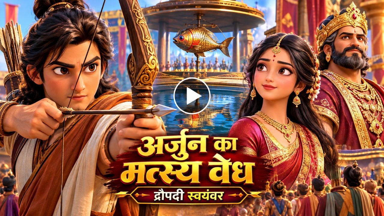 😱 अर्जुन ने भेदी मछली की आँख! 🏹🔥 | Matsya Vedh #Shorts #Mahabharat